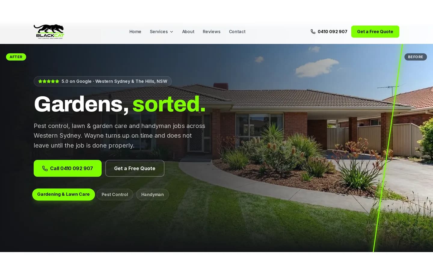 Black Cat Pest Control website