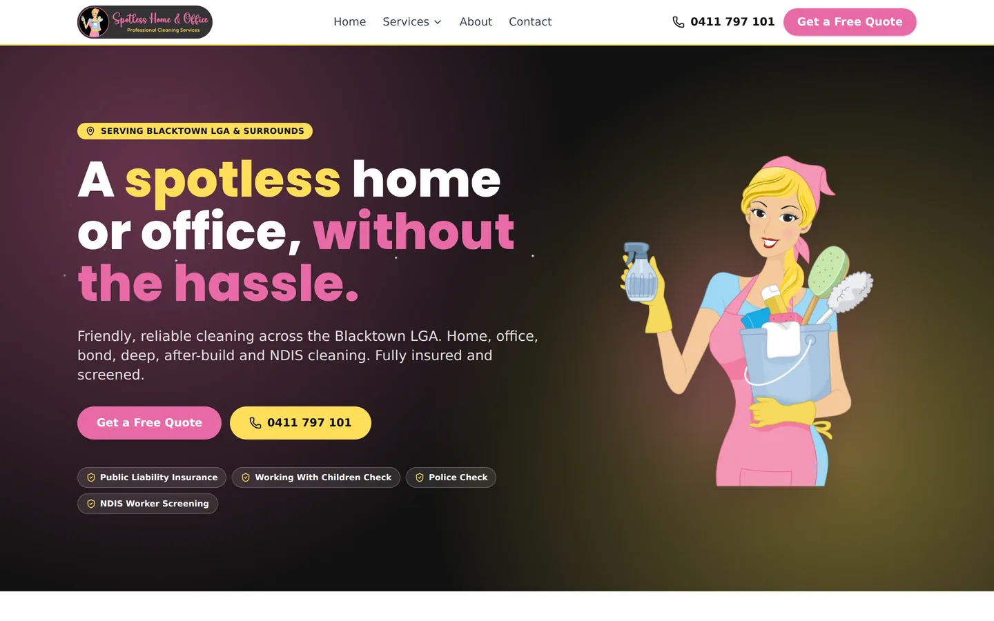 Spotless Home & Office website